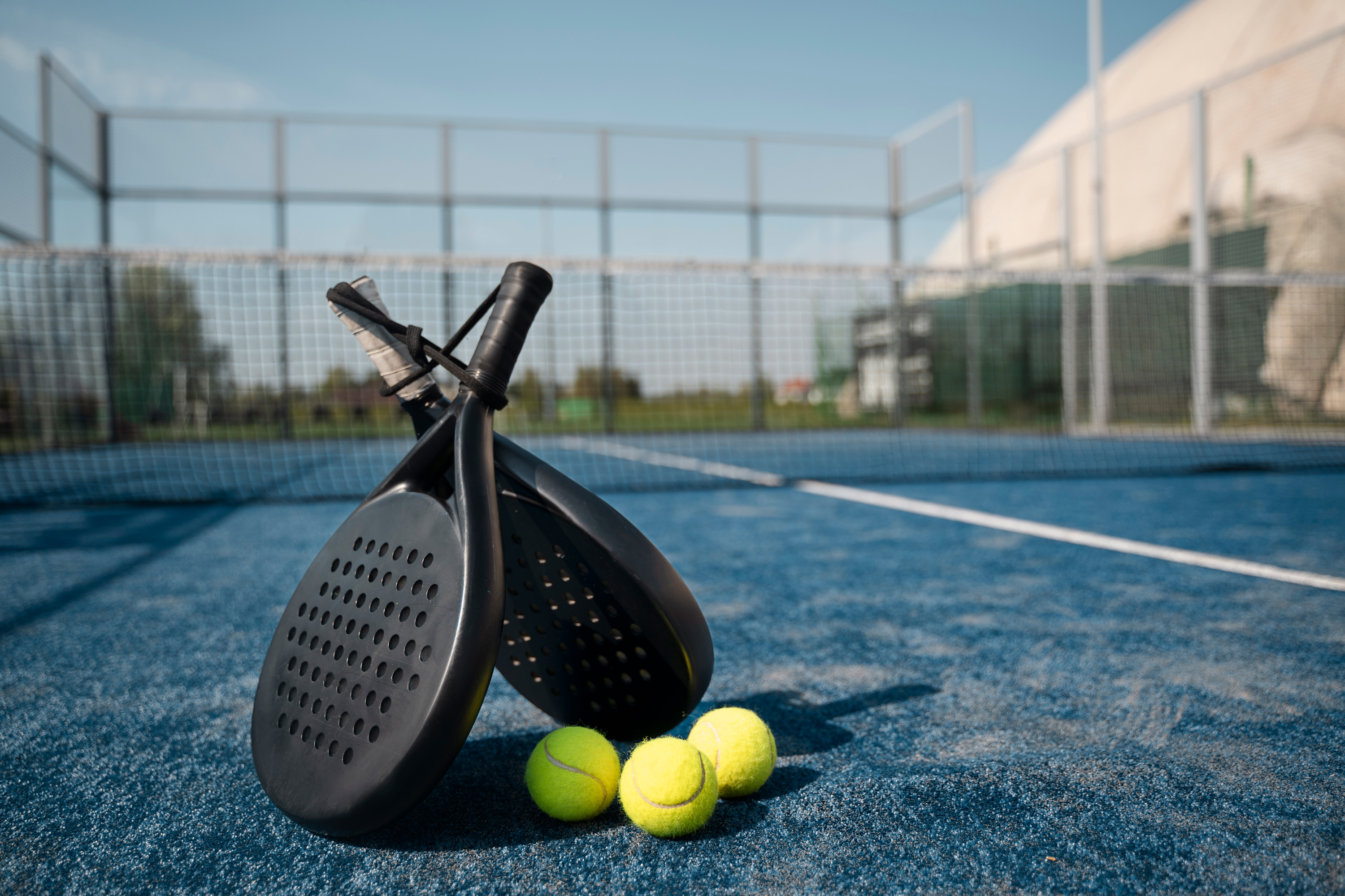 Tennis Paddles Balls Arrangement Web